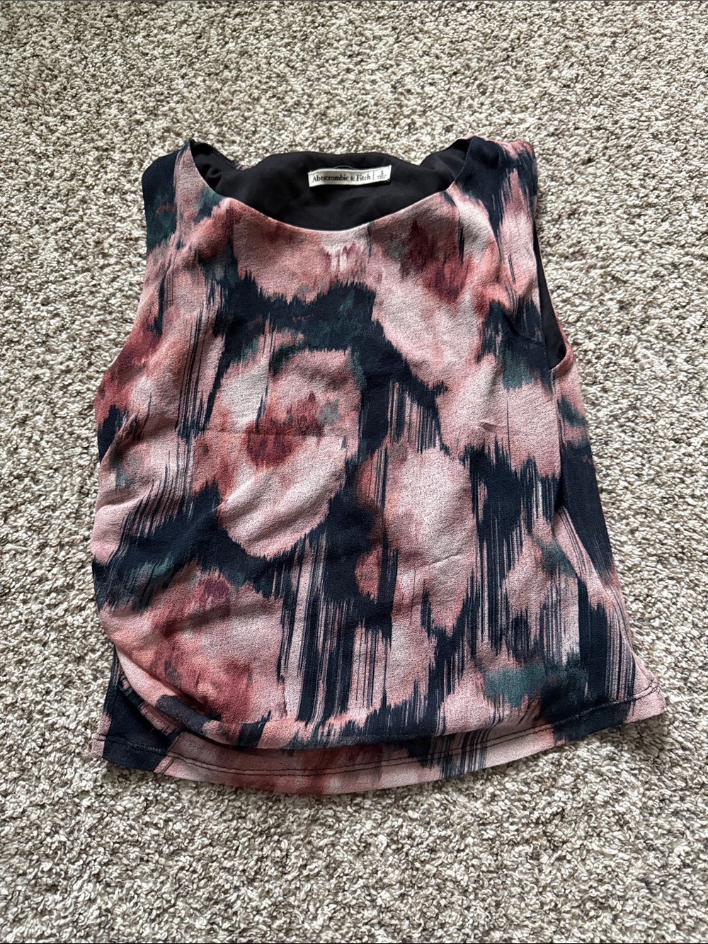 Abercrombie & Fitch Pink and Black Abstract Sleeveless Tank